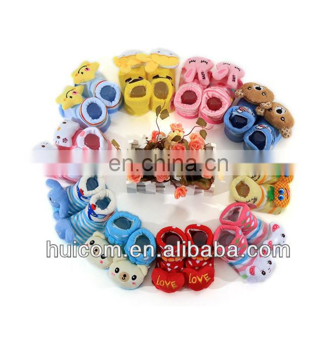 baby fashion animal head designs anti slip 3d baby socks