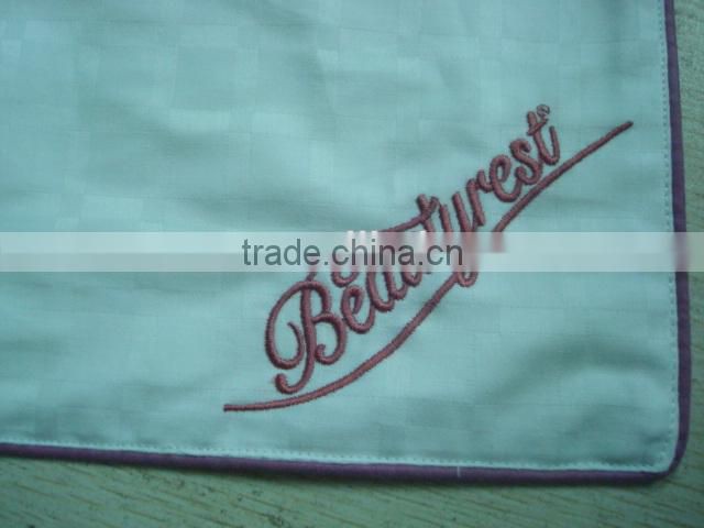 Windowpane Jacquard Logo Embroidery Cotton Pillow Shell