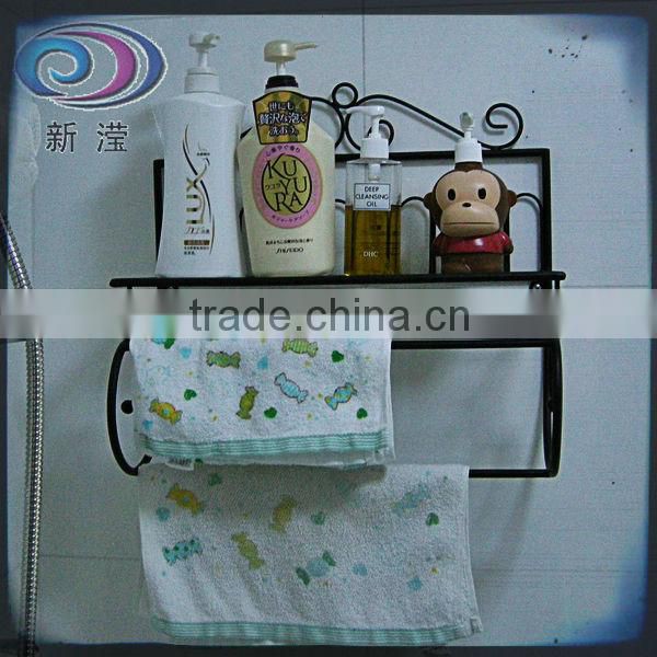 home decor accessory storage antique bathroom wall mount wrought iron towel holder decorative metal wall shelf