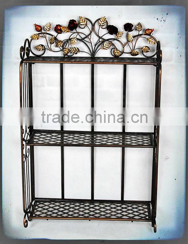 wholesale wrought iron handicrafts home accessory storage decor wall shelf,metal wall shelf,bathroom shelf with towel bar