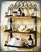 home decor accessory storage antique bathroom wall mount wrought iron towel holder decorative metal wall shelf
