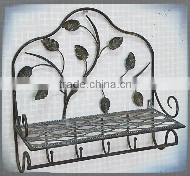 wholesale wrought iron handicrafts home accessory storage decor wall shelf,metal wall shelf,bathroom shelf with towel bar
