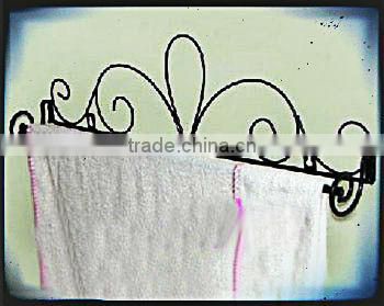 home decor accessory storage antique bathroom wall mount wrought iron towel holder decorative metal wall shelf