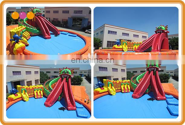 Commercial use giant octopus slide inflatable water park with pool for sale
