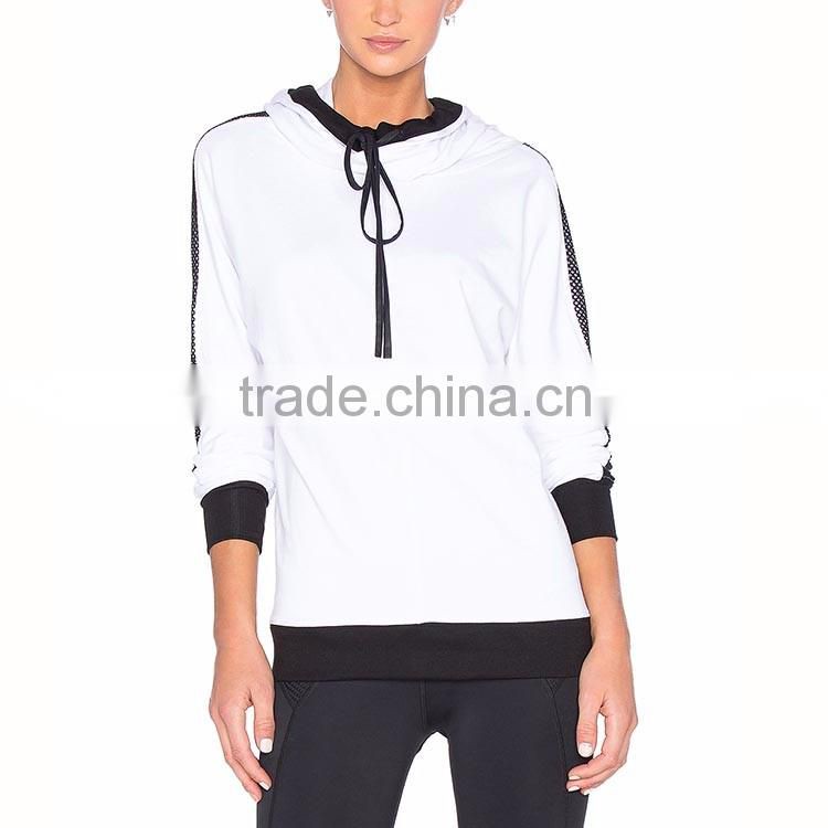 Tops tennic baseball running long sleeve white polyester dry fit woman sports hoody