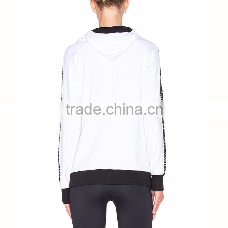 Tops tennic baseball running long sleeve white polyester dry fit woman sports hoody