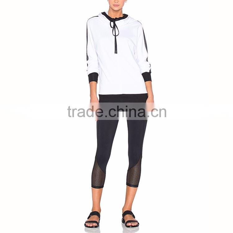 Tops tennic baseball running long sleeve white polyester dry fit woman sports hoody
