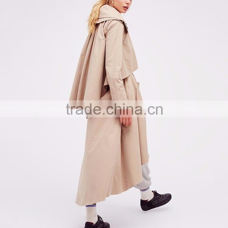 Fashion clothing cream color wind breaker stylish trench coat for lady