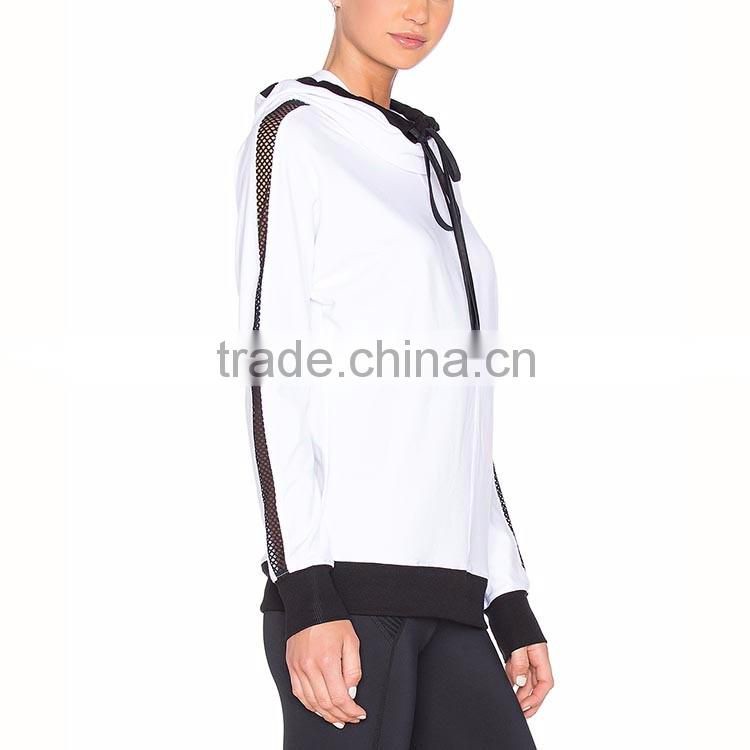 Tops tennic baseball running long sleeve white polyester dry fit woman sports hoody