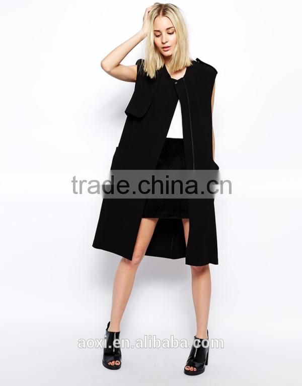 OEM wholesale Custom-made alibaba woven woman out-wear midi vest
