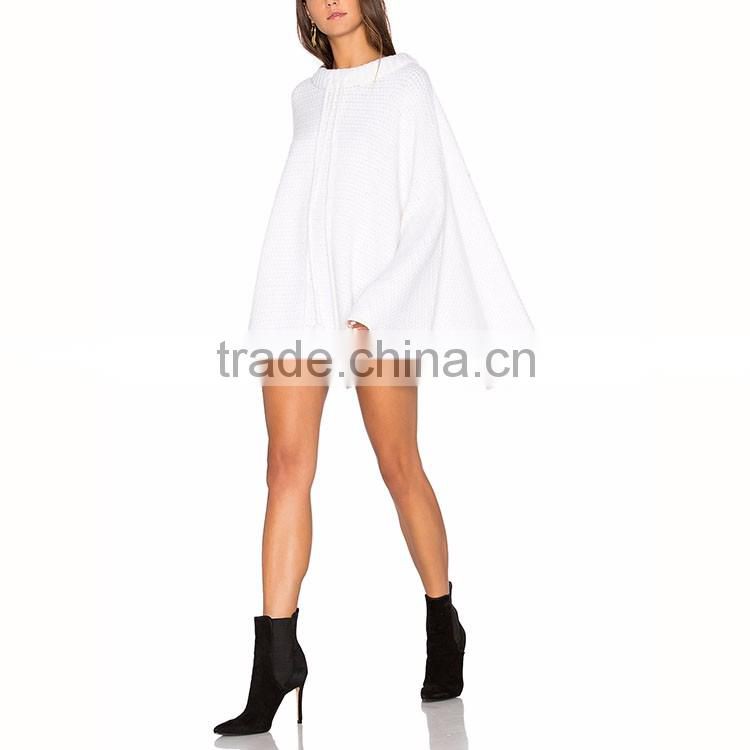 OEM Woman tops clothing poncho coat fashion pullover sweater knit cape