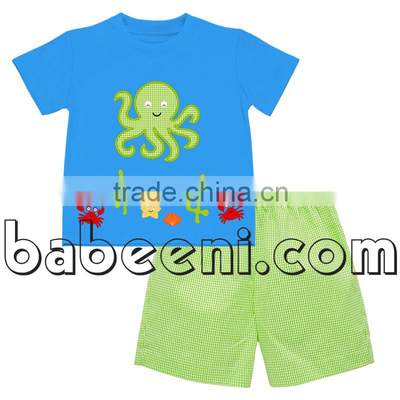 American flags hand smocked boy short outfit