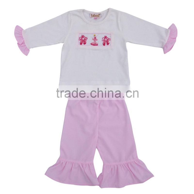 Cute flags hand smocked girl short set