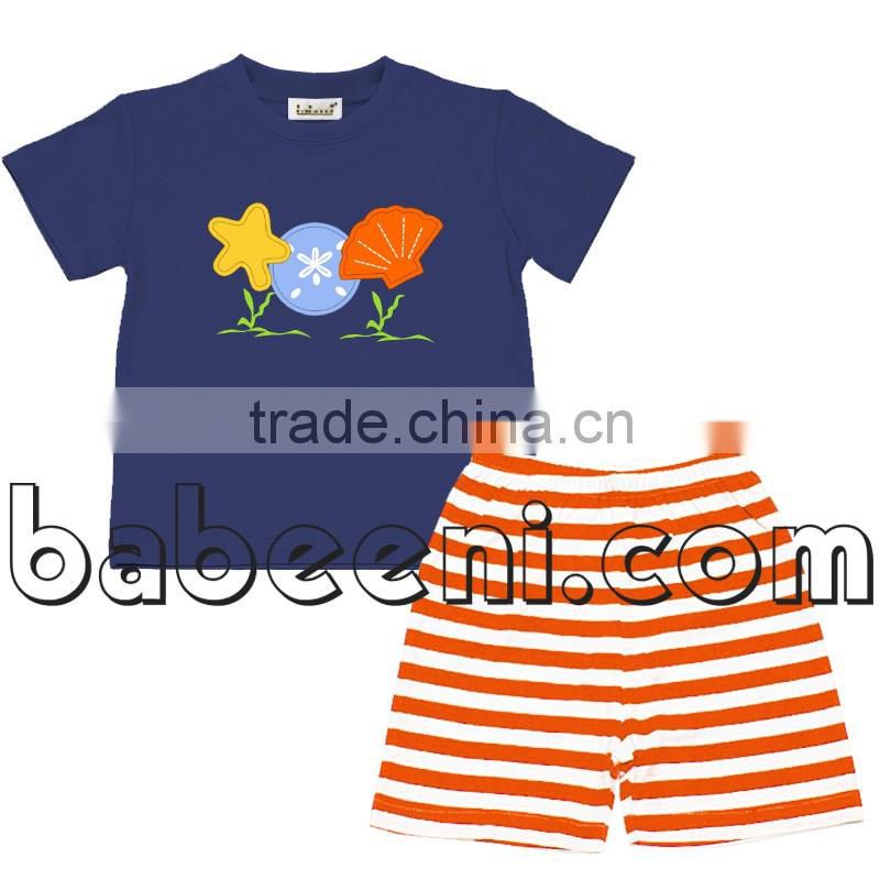 American flags hand smocked boy short outfit