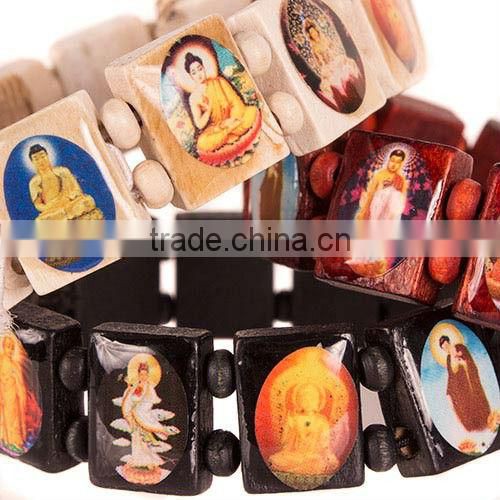 Buddha Wooden Bracelet with Images