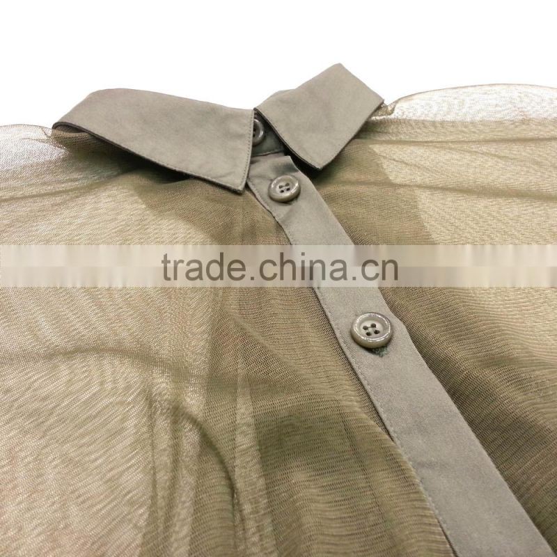 2015 Newest Long Sleeves Mesh Ladies See Through Blouse