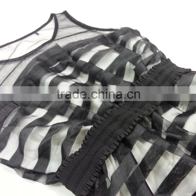 Hot Sale Sleeveless Striped MeshLadies Fashion Top