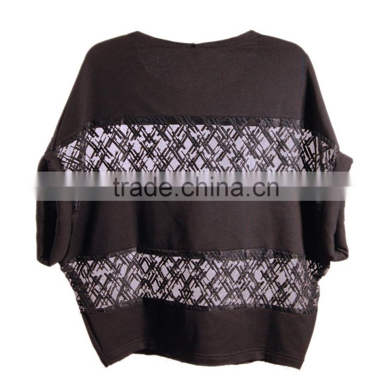2015 Bat Wing See Through Cotton Ladies Top