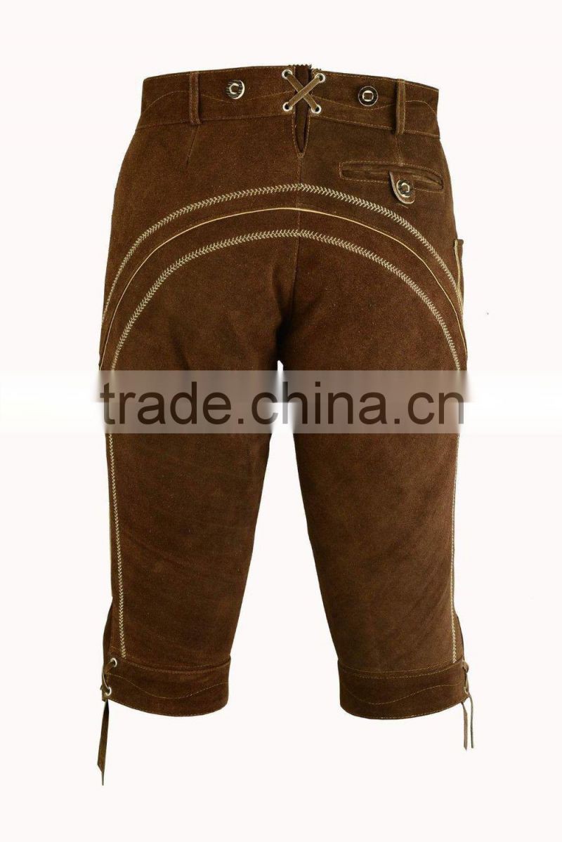 MEN'S OKTOBERFEST New Men Bavarian Kurze/Short Lederhosen Real LeatheLEDERHOSEN FANCY DRESS COSTUME, SHORTS & HAT. MEDIUM