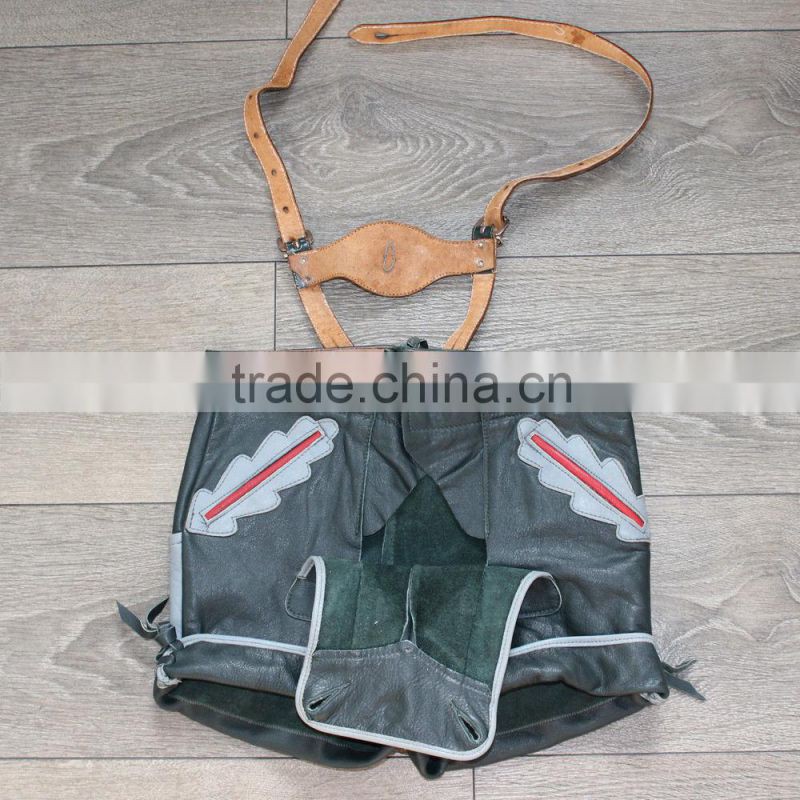 Green Real Leather Bavarian Braces Shorts