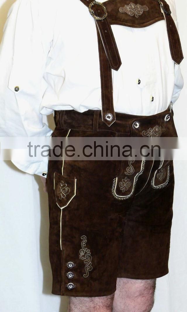 100% new Bavarian Lederhosen Leather black shorts