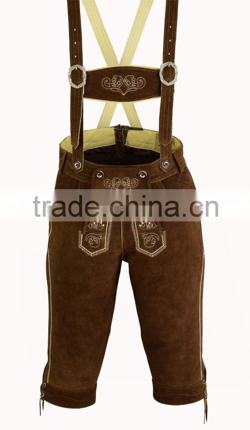 MEN'S OKTOBERFEST New Men Bavarian Kurze/Short Lederhosen Real LeatheLEDERHOSEN FANCY DRESS COSTUME, SHORTS & HAT. MEDIUM