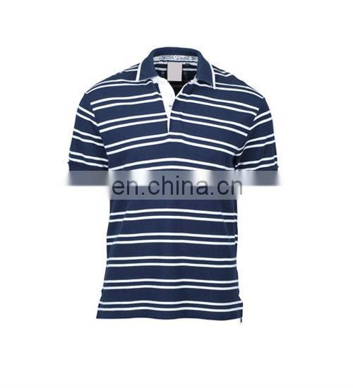 Men's Custom 100% Cotton Striped Short Sleeve Polo Shirt