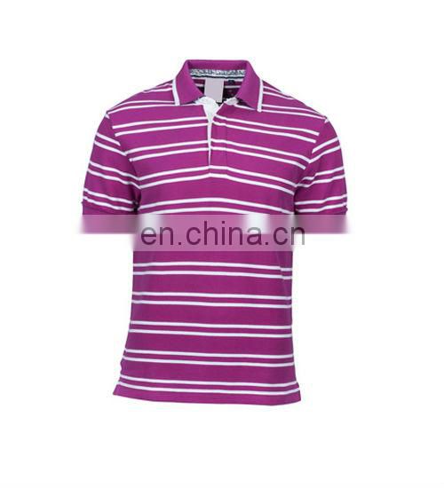 Men's Custom 100% Cotton Striped Short Sleeve Polo Shirt
