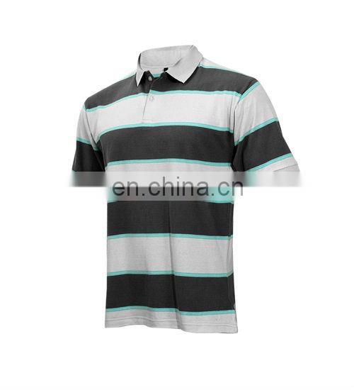 Men's Custom 100% Cotton Striped Short Sleeve Polo Shirt