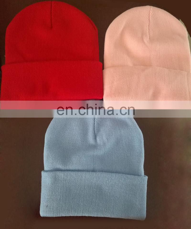 Cute 100% cotton knited embroidered beanie hat
