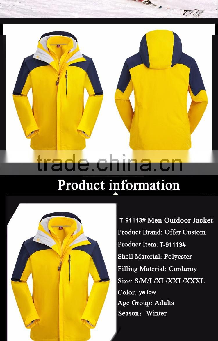 Customize logo 3 in 1 windproof outdoor men winter jackets