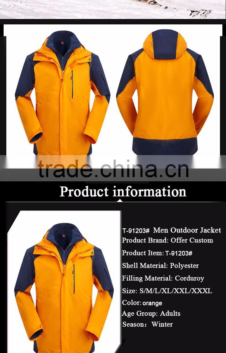 Hot sale new design 3 in 1 warm jacket men outdoor waterproof jacket