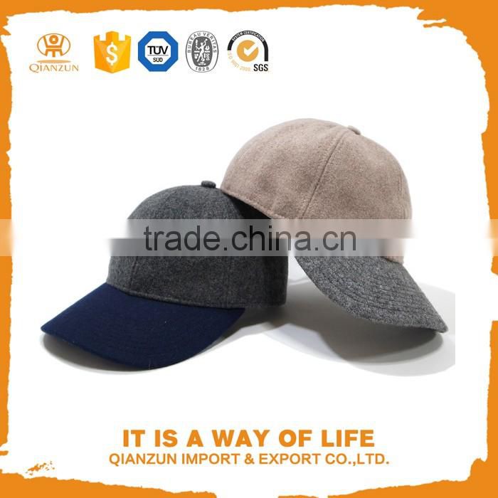 NEW 6 Panel Solid Plain Wool Baseball Cap Custome Softextile Baseball Cap