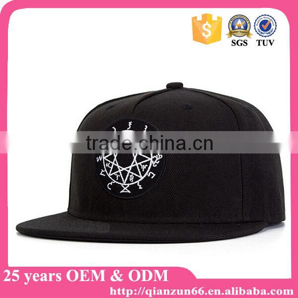 Leather Patch Adjustable Cheap Snapback Camp 5 Panel Hat /Flat Brim Blank Custom Embroidery Wholesale 5 Panel Snapback Cap