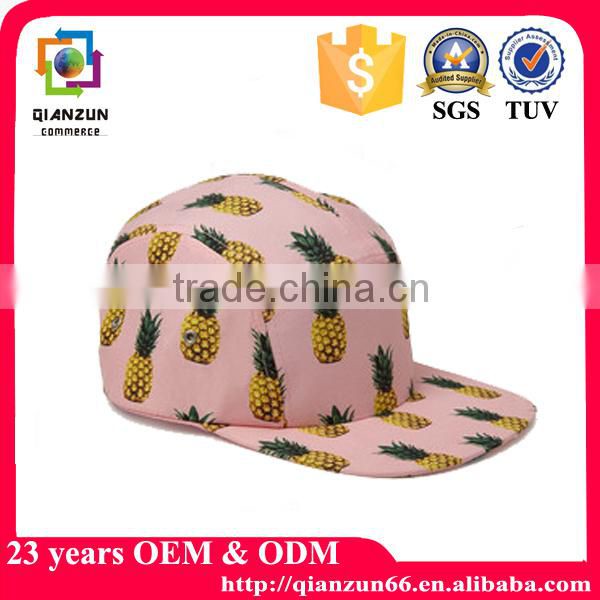 Custom Printing Plain Wholesale Blank 5 Panel Camp Cap / Flat Blank 5 Panel Cap