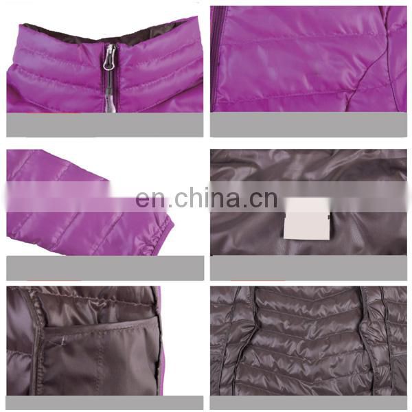 Fashion design waterproof ultra light foldable woman down jacket for winter
