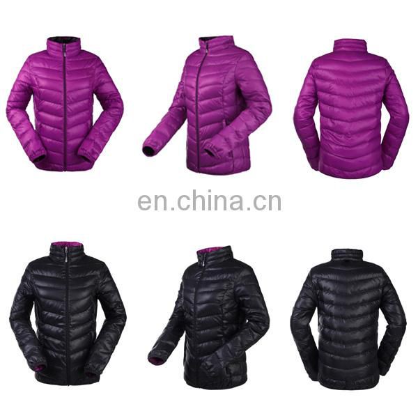 Fashion design waterproof ultra light foldable woman down jacket for winter