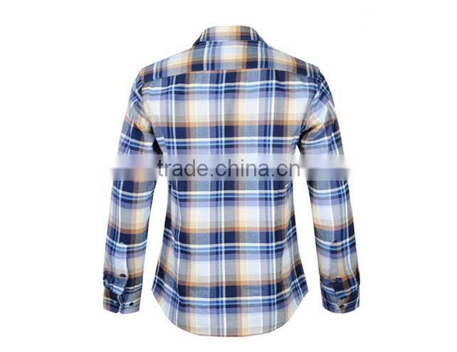 2015 New brand cotton casual business plaid pattern check shirts design for men