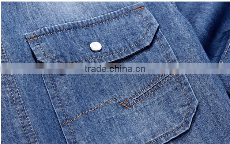 2017 short sleeve denim dress new arrival fancy design men shirt