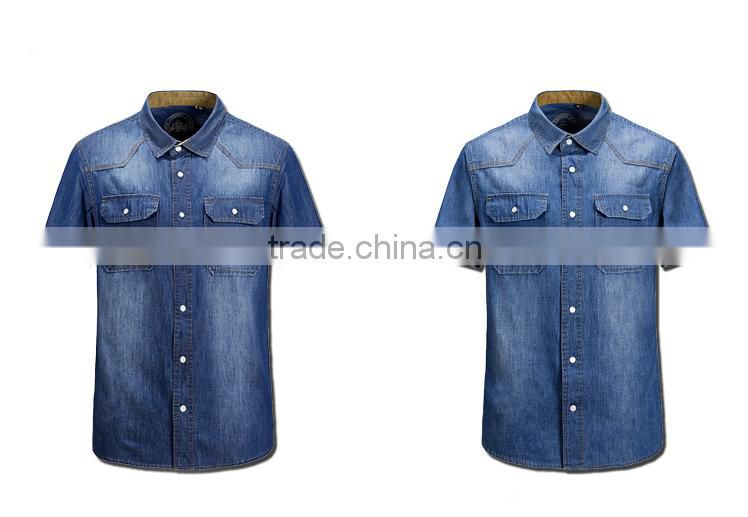 2017 short sleeve denim dress new arrival fancy design men shirt