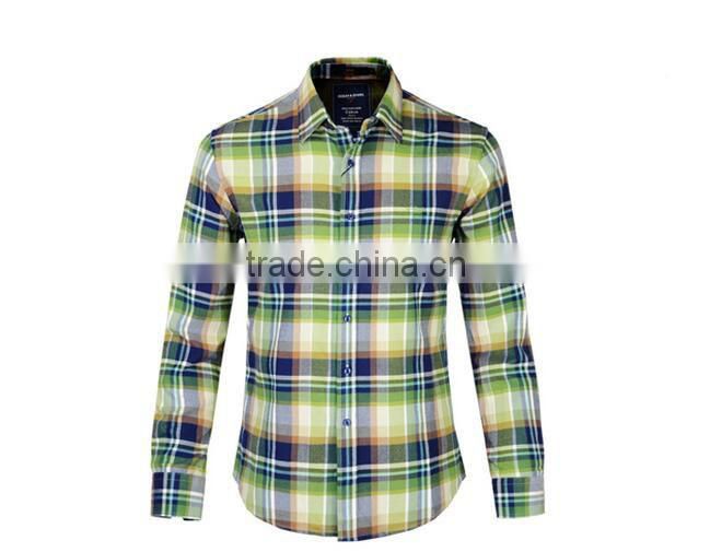 New arrival casual shirts cotton business plaid button up men embroidered shirts