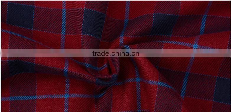 Latest embroidery logo men check design 85% polyester 15% cotton flannel shirt