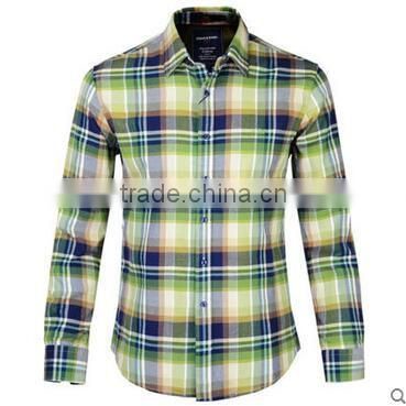 New arrival casual shirts cotton business plaid button up men embroidered shirts