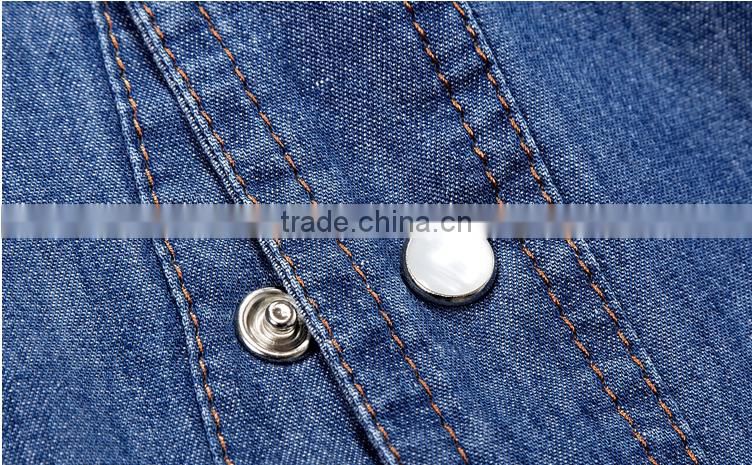 2017 short sleeve denim dress new arrival fancy design men shirt