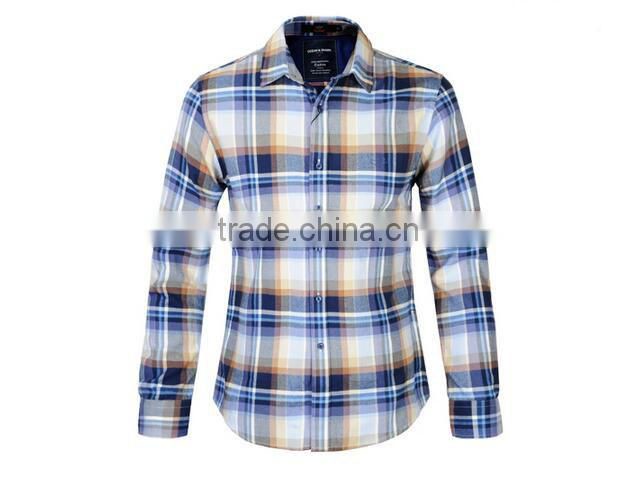 2015 New brand cotton casual business plaid pattern check shirts design for men