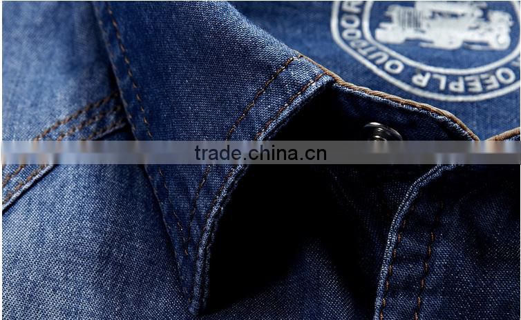 2017 short sleeve denim dress new arrival fancy design men shirt