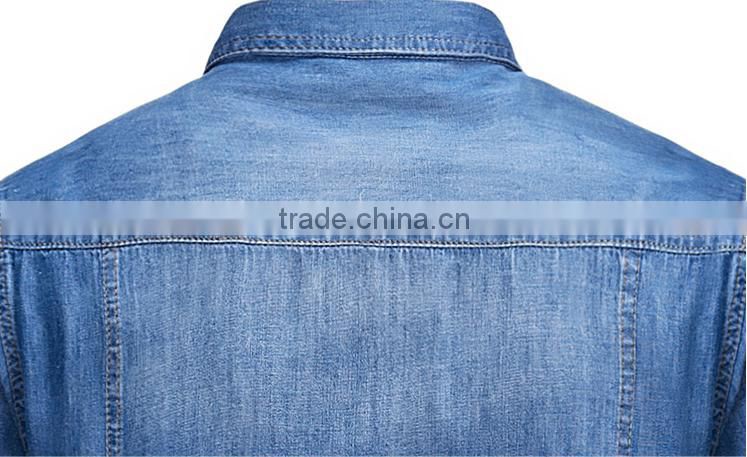 2017 short sleeve denim dress new arrival fancy design men shirt