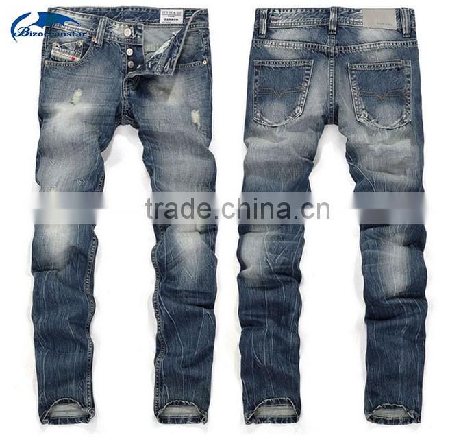 Fashion Stylish Men's Designed Straight Regular Fit Trousers Casual Jean Plaid Pants JeansTrousers