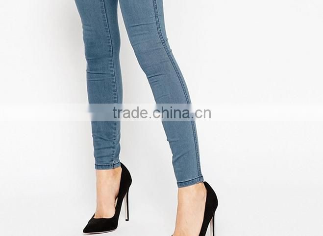 Straight and slim style cotton sexy fitting coloured skinny woman high rise jeans
