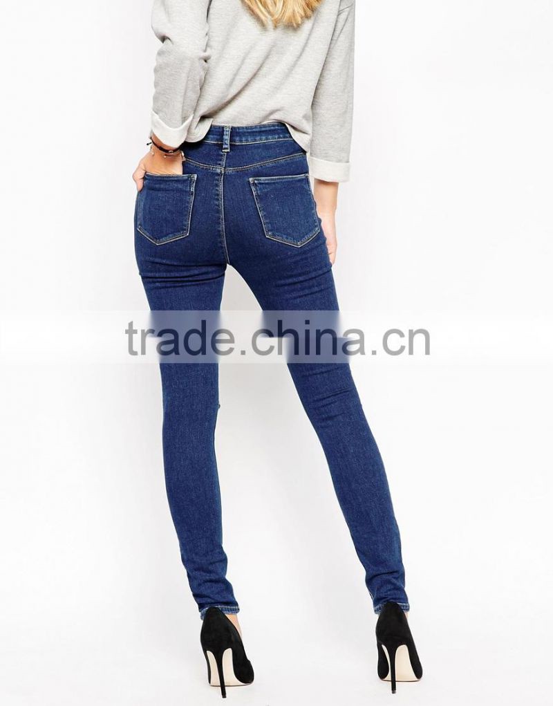 Ladies ripped jeans top design / wholesale miss/ women jeans
